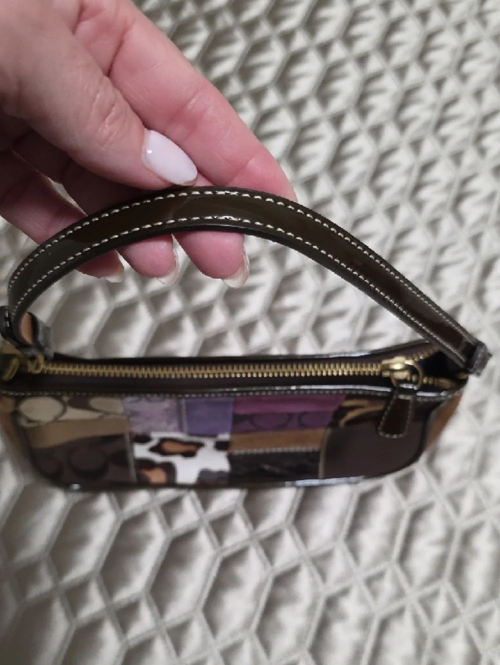 Coach Vintage Y2K Multicolor Patchwork Leather & Suede Shoulder Purse - Picture 2 of 5